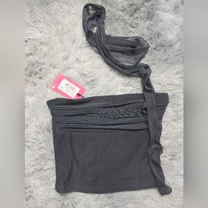 NWT Edikted XS Charcoal Tube Crop Top With Matching Neck Scarf